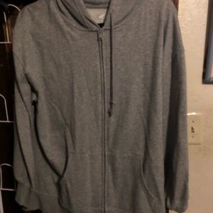 Grey hooded zip-up jacket
